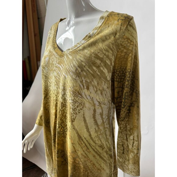 Lori Goldstein XL Animal Print Metallic Tunic Top - Picture 13 of 16